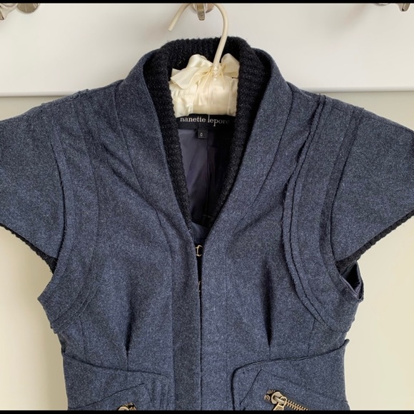 Nanette Lepore Cap Sleeve Corset Charcoal Jacket - Picture 3 of 8